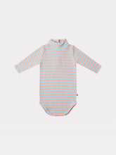 画像をギャラリービューアに読み込む, Cotton Candy High Neck Bodysuit - Stripe / プレイグラウンド ロゴリブハイネックロンパース ボーダー ベビー