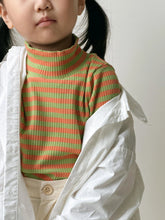 画像をギャラリービューアに読み込む, Cotton Candy High Neck T-shirt - Stripe / プレイグラウンド リブハイネックカットソー ボーダー