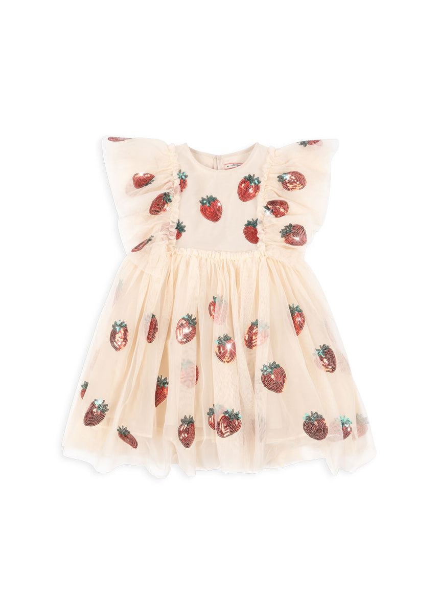 試着のみ ＊ コンゲススロイド チュールドレス いちご スパンコール 2y YVONNE FRILL DRESS / コンゲススロイド チュールドレス