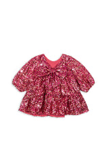 画像をギャラリービューアに読み込む, LILA SEQUINS BOW DRESS / コンゲススロイド キッズ ドレス 長袖 ワンピース リボン スパンコール KS103858