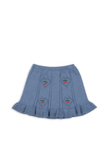 画像をギャラリービューアに読み込む, SOLEIL KNIT SKIRT GOTS / コンゲススロイド ニット スカート キッズ ブルー チェリーハート KS103982