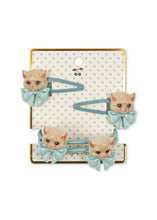 画像をギャラリービューアに読み込む, KITTY HAIR ACCESSORIES / コンゲススロイド 4個入り ヘアクリップとヘアゴム ヘアアクセサリー パッチン 子猫とリボン KS106081
