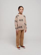 画像をギャラリービューアに読み込む, Smiling Cat all over jacquard jumper 23AW / ボボショーズ キッズ プルオーバー セーター ねこ
