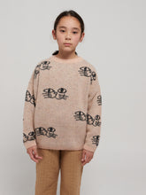 画像をギャラリービューアに読み込む, Smiling Cat all over jacquard jumper 23AW / ボボショーズ キッズ プルオーバー セーター ねこ
