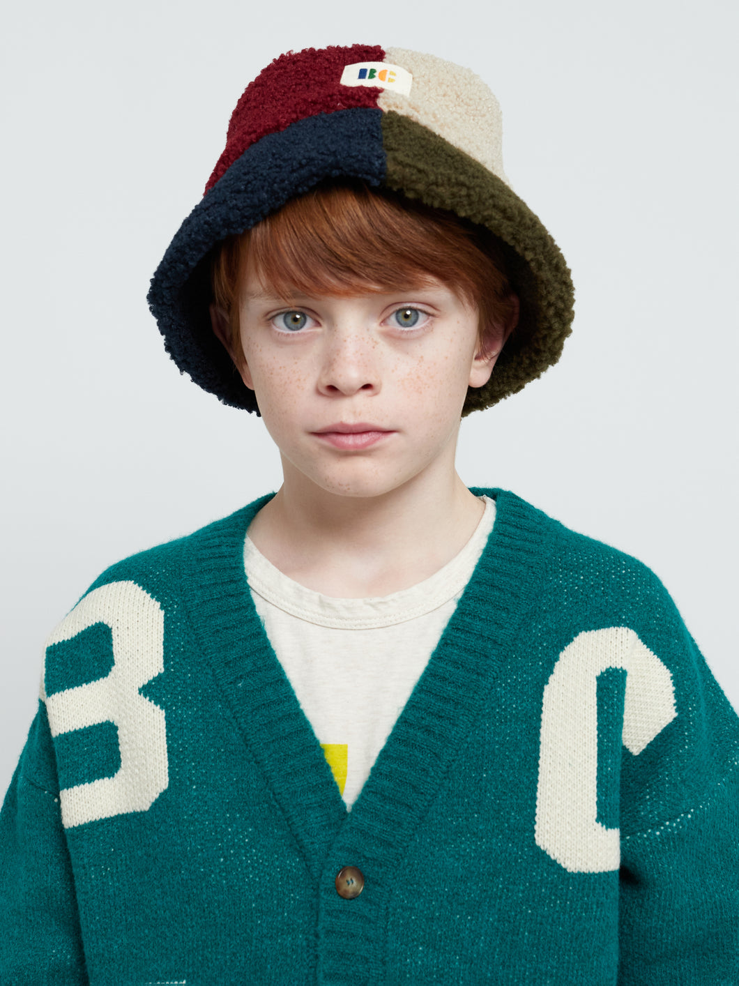 Color Block sheepskin hat 23AW / ボボショーズ キッズ シープスキンバケツハット