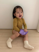 画像をギャラリービューアに読み込む, Cotton Candy High Neck Bodysuit - Stripe / プレイグラウンド ロゴリブハイネックロンパース ボーダー ベビー
