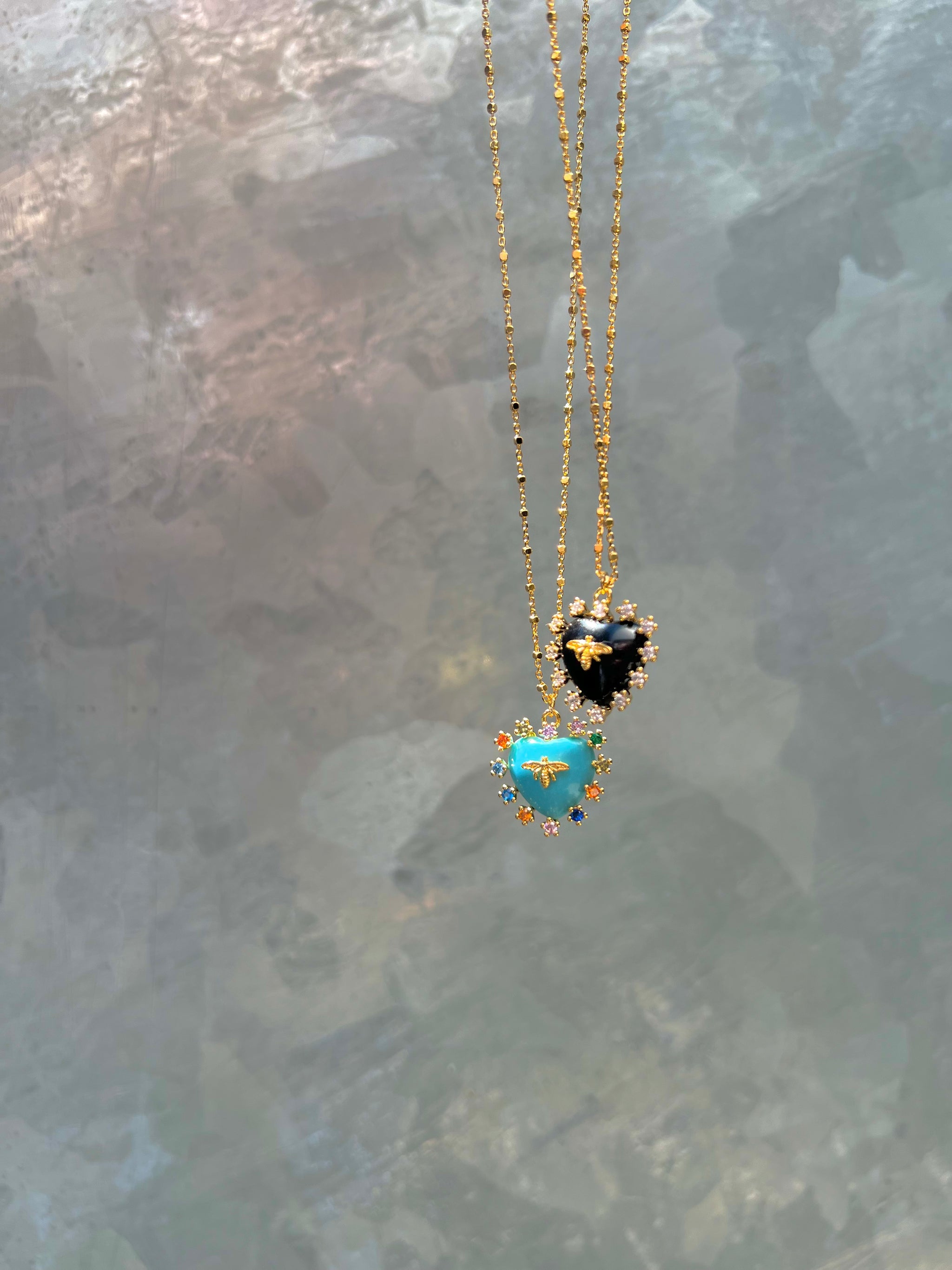 for MOM Bee heart necklace / 蜂 ハート ストーン ネックレス