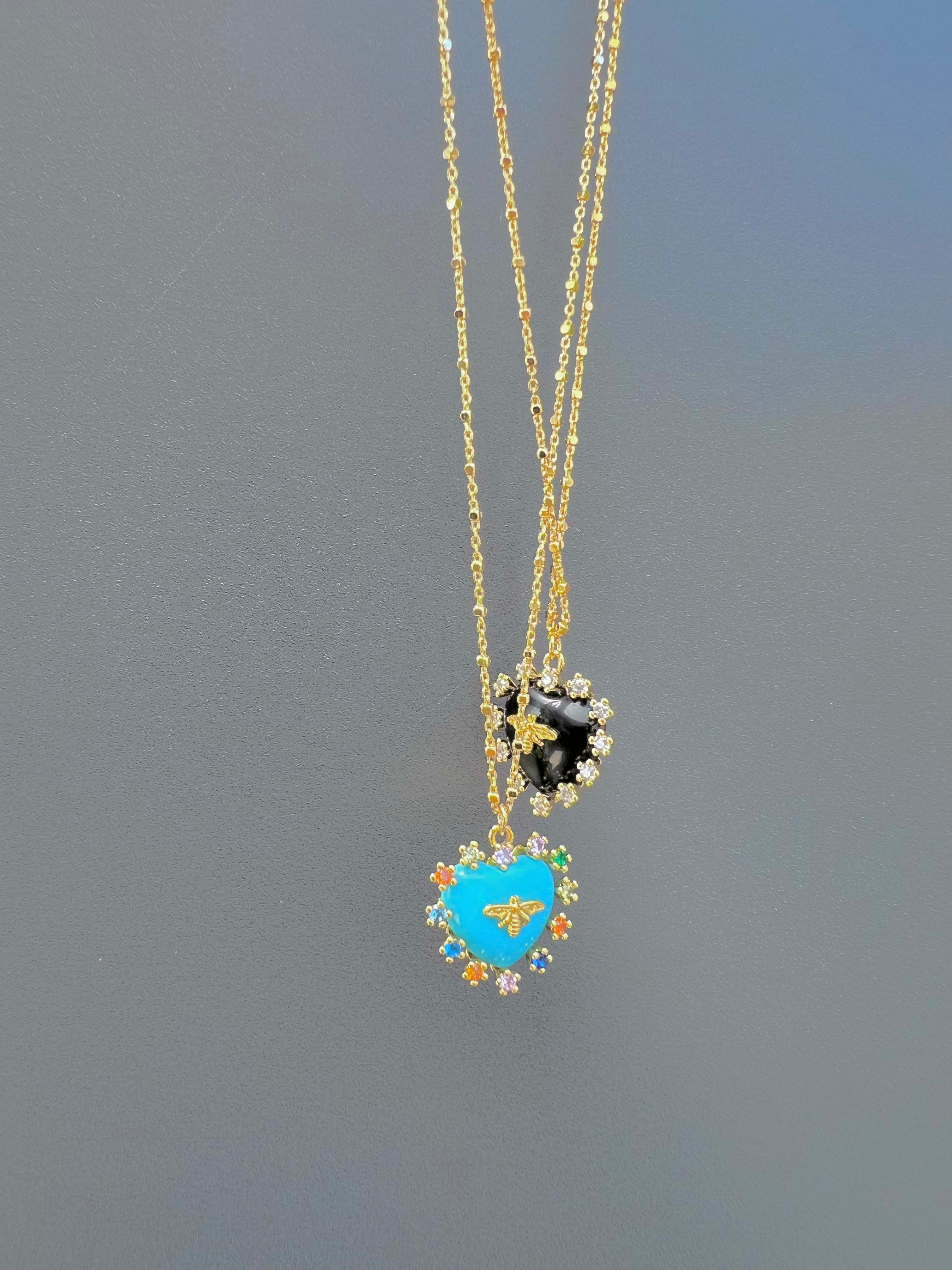 for MOM Bee heart necklace / 蜂 ハート ストーン ネックレス