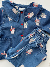 画像をギャラリービューアに読み込む, MAGOT FRILL PANTS / コンゲススロイド キッズ デニムパンツ ジーンズ キティーボウ 子猫柄
