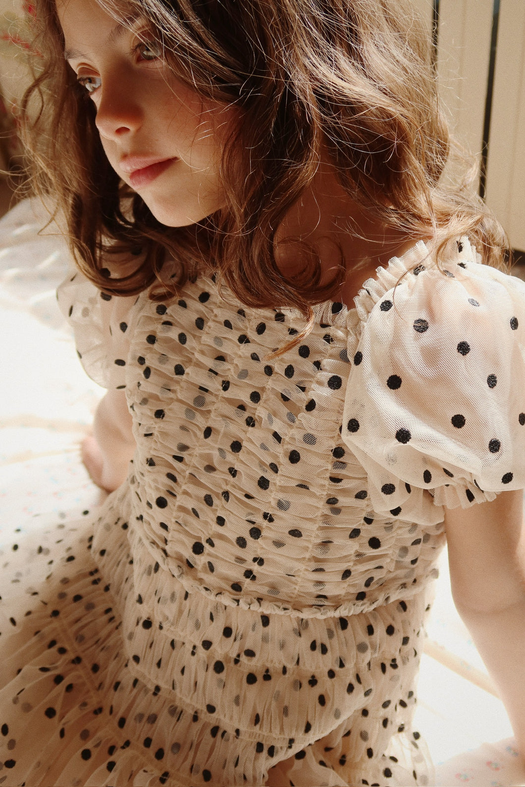 CHARLENE DRESS / コンゲススロイド チュールドレス ワンピース キッズ ドット モノトーン KS102726