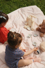 画像をギャラリービューアに読み込む, FAMO FRILL SET GOTS / コンゲススロイド セットアップ 半袖 ショートパンツ キッズ ブルー花柄 KS104803
