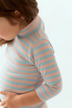 画像をギャラリービューアに読み込む, Cotton Candy High Neck Bodysuit - Stripe / プレイグラウンド ロゴリブハイネックロンパース ボーダー ベビー
