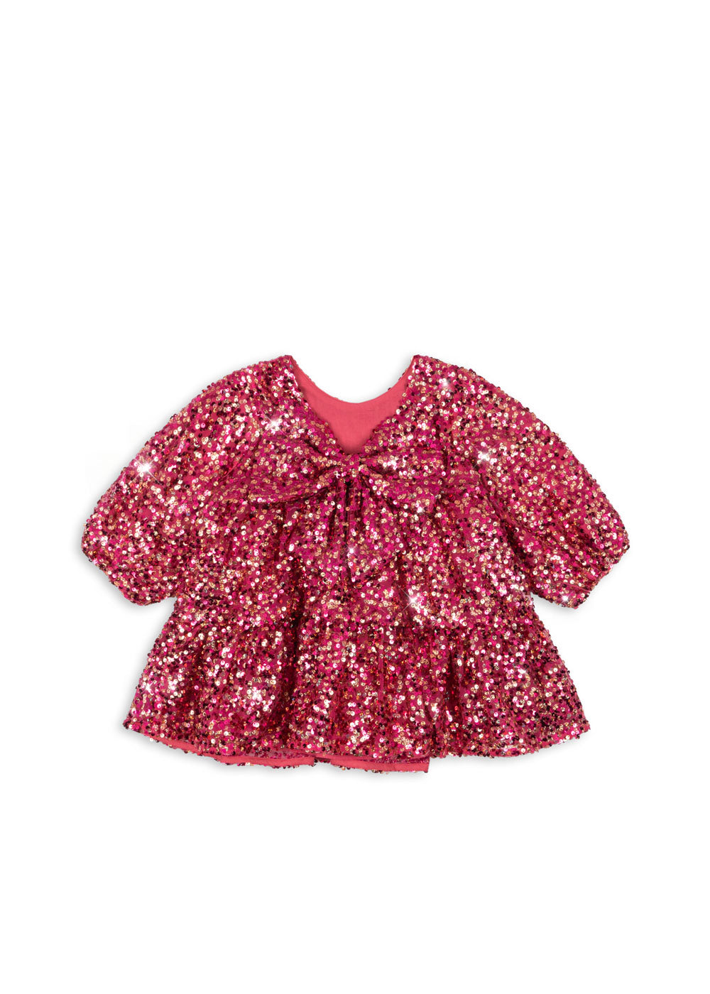 LILA SEQUINS BOW DRESS / コンゲススロイド キッズ ドレス 長袖 ワンピース リボン スパンコール KS103858