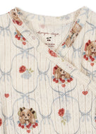 MINNIE NEWBORN BODY GOTS / コンゲススロイド 長袖 新生児ベビーロンパース オーガニックコットン100% 子犬 リボン KS103919