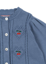 画像をギャラリービューアに読み込む, SOLEIL CARDIGAN GOTS / コンゲススロイド カーディガン ニット キッズ ブルー チェリーハート KS103980
