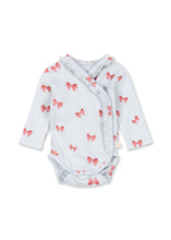 画像をギャラリービューアに読み込む, SUI NEWBORN FRILL BODY GOTS / コンゲススロイド 長袖 新生児 ベビーロンパース 前開き オーガニックコットン100% フリル リボン KS104004
