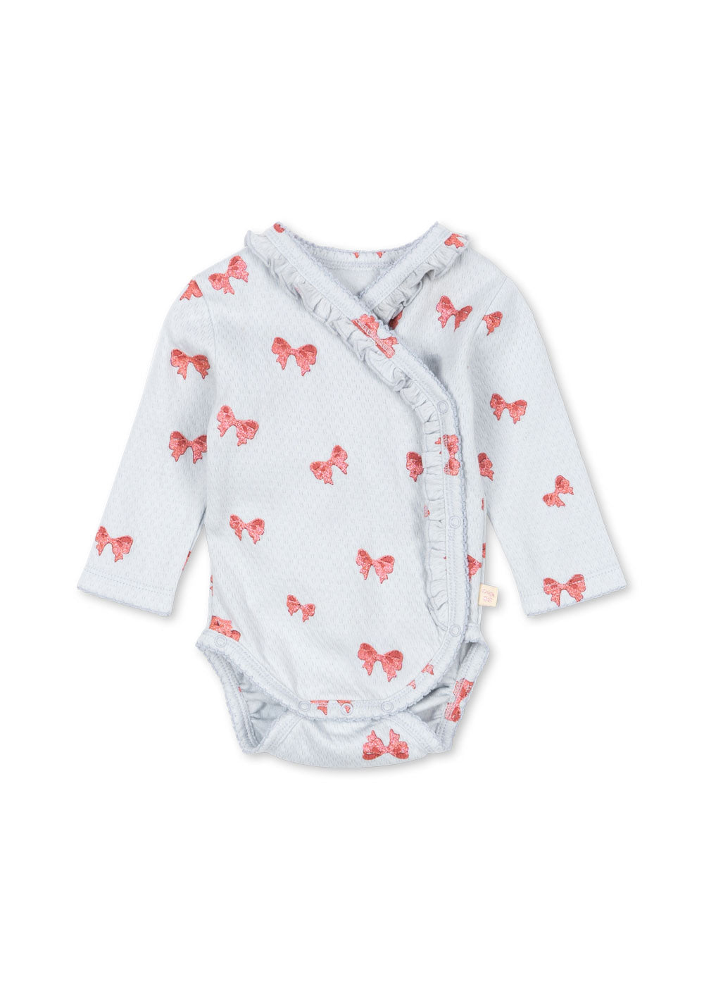 SUI NEWBORN FRILL BODY GOTS / コンゲススロイド 長袖 新生児 ベビーロンパース 前開き オーガニックコットン100% フリル リボン KS104004