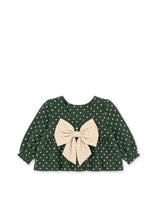 画像をギャラリービューアに読み込む, ELIN BOW BLOUSE GOTS / コンゲススロイド キッズ ブラウス トップス グリーンドット リボン KS105976
