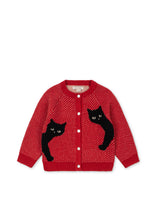 画像をギャラリービューアに読み込む, BELOU CARDIGAN / コンゲススロイド カーディガン ウール ニット キッズ レッド 黒猫  KS106392
