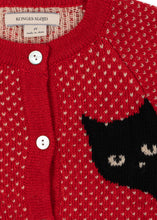 画像をギャラリービューアに読み込む, BELOU CARDIGAN / コンゲススロイド カーディガン ウール ニット キッズ レッド 黒猫  KS106392
