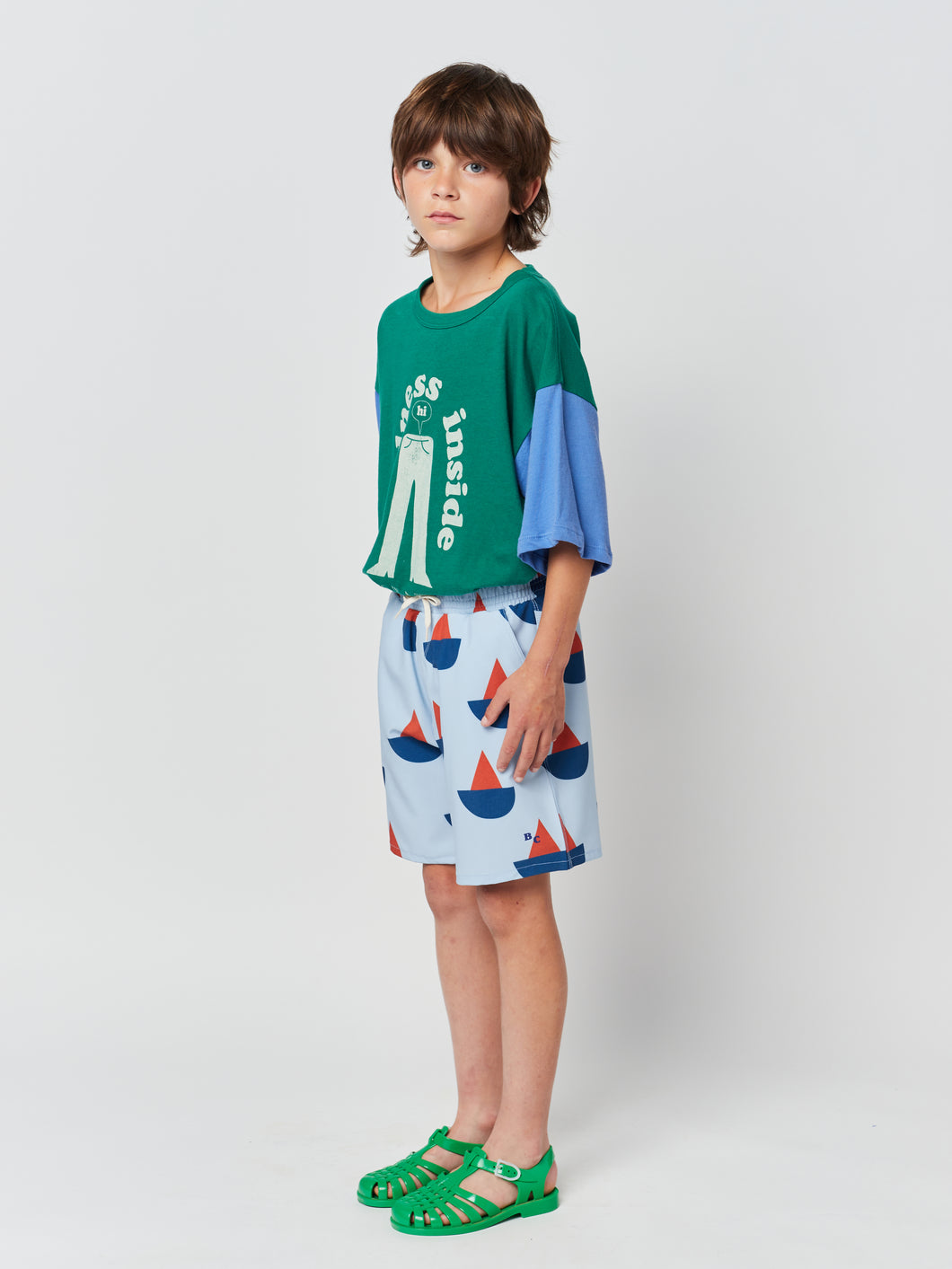 Sail Boat all over swim bermuda shorts  / ボボショーズ スイムバミューダショーツ 水着 ヨット柄 ハーフパンツ