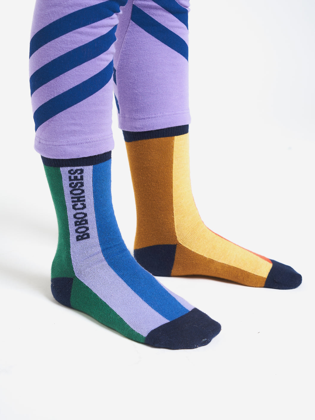 Multi color stripes long socks / ボボショーズ キッズソックス 子供用靴下 マルチカラー