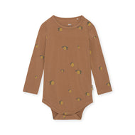 BASIC LS BODY - LEMON BROWN / コンゲススロイド ベビー長袖ロンパース オーガニックコットン100% レモン柄